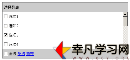 原生js全选、全不选、反选特效