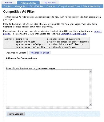 Google Adsense的竞争性广告过滤器